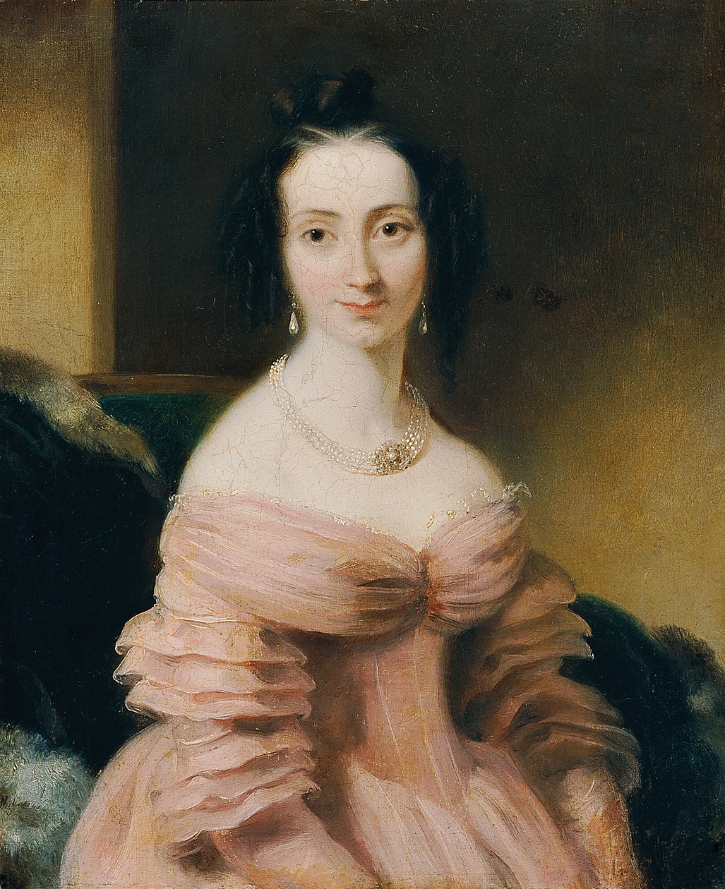 Bordo elbiseli bayan by Leopold Blonder
