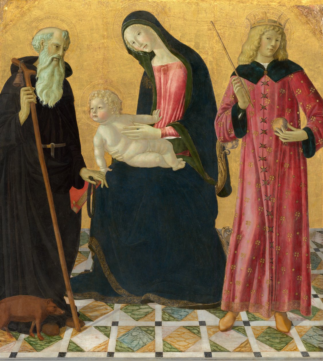 Aziz Anthony Abbot ve Aziz Sigismund ile Madonna ve Çocuk, c. 14901495. by Neroccio de Landi