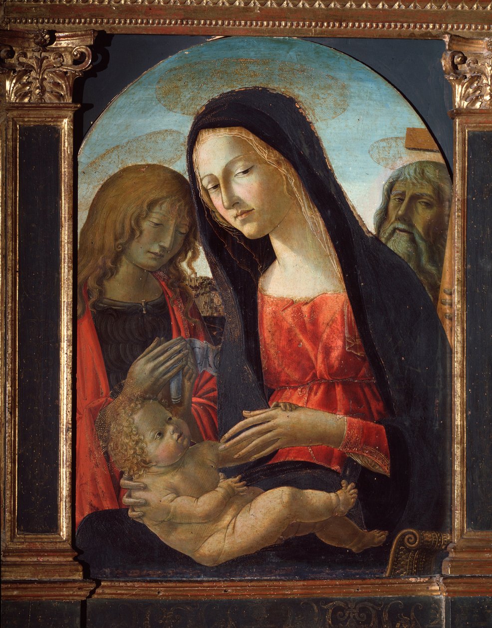 Bakire çocuk ve azizler Vaftizci Yahya ve Havari Andrew - Resim by Neroccio di  Landi