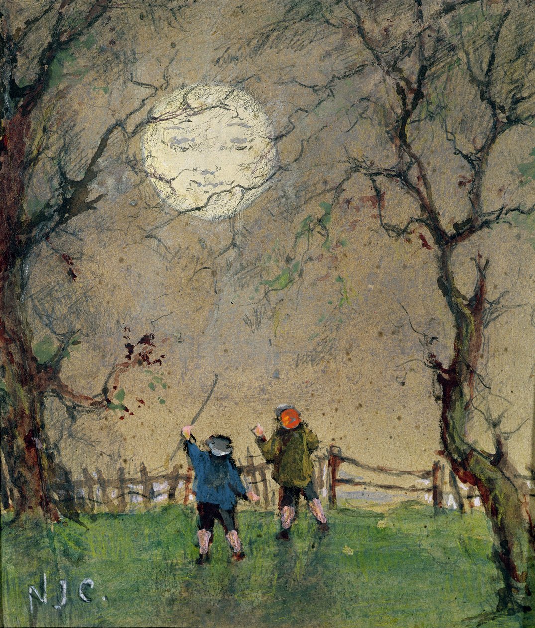Aydaki Adam (kağıt üzerine sulu boya) by Nesta Jennings Campbell