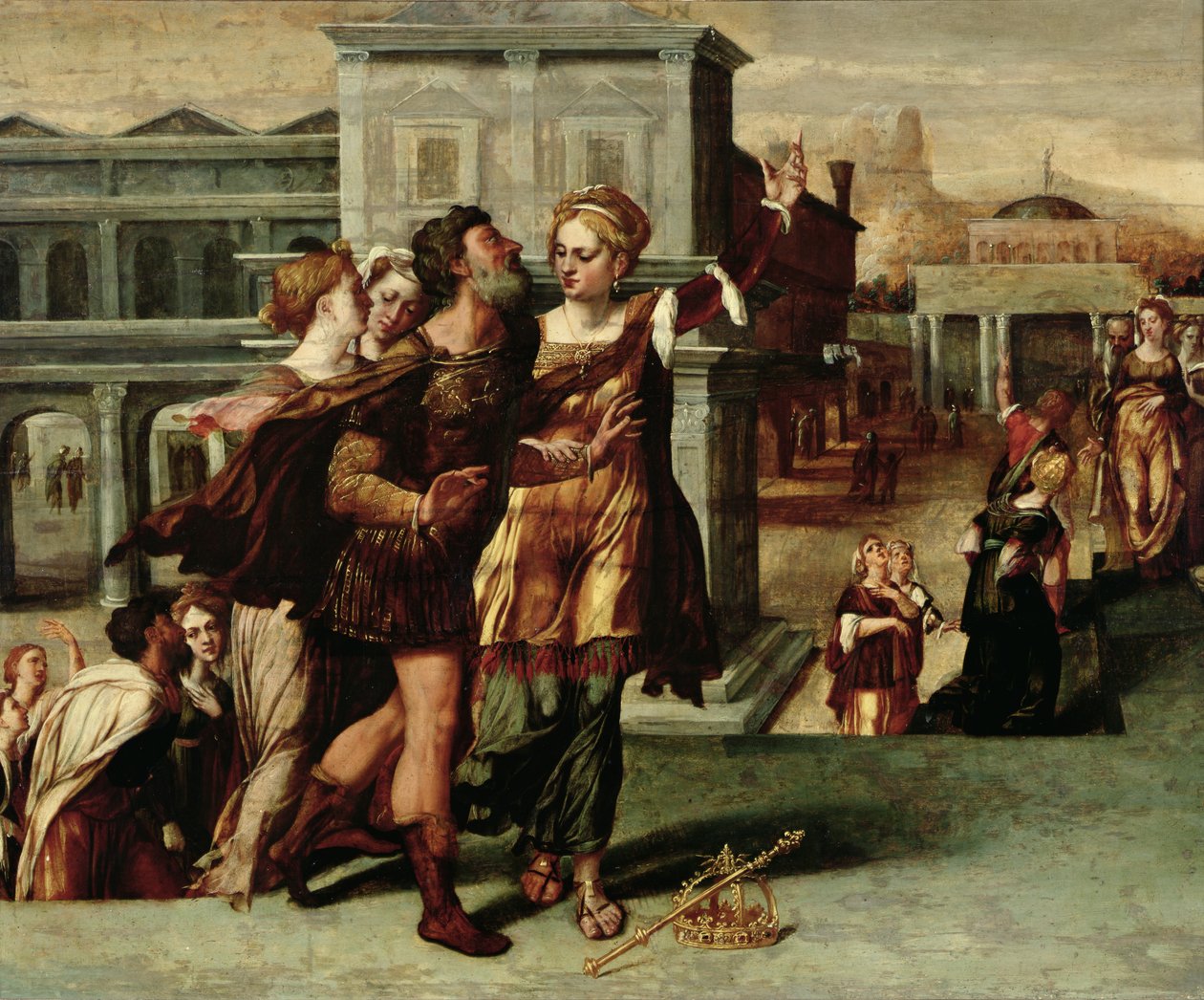Augustus (MÖ 63-14) ve Tiburtine Sibyl, c.1540-50 by Netherlandish School