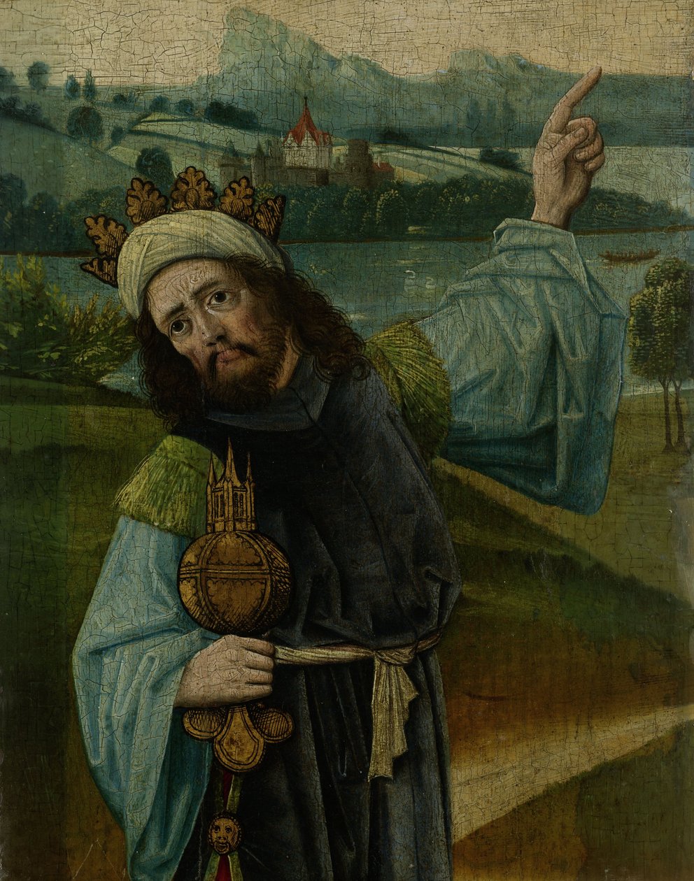 Üç Büyücüden biri olan Kral Melchior, Yıldızı İşaret Eden, c. 1480-90 by Netherlandish School