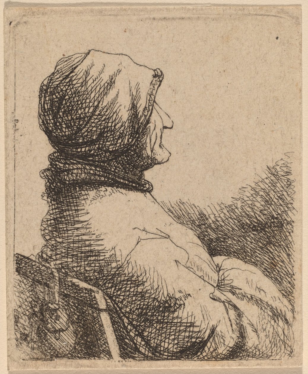 Profilde Sağa Dönük Yaşlı Kadın Büstü by Netherlandish 17th Century