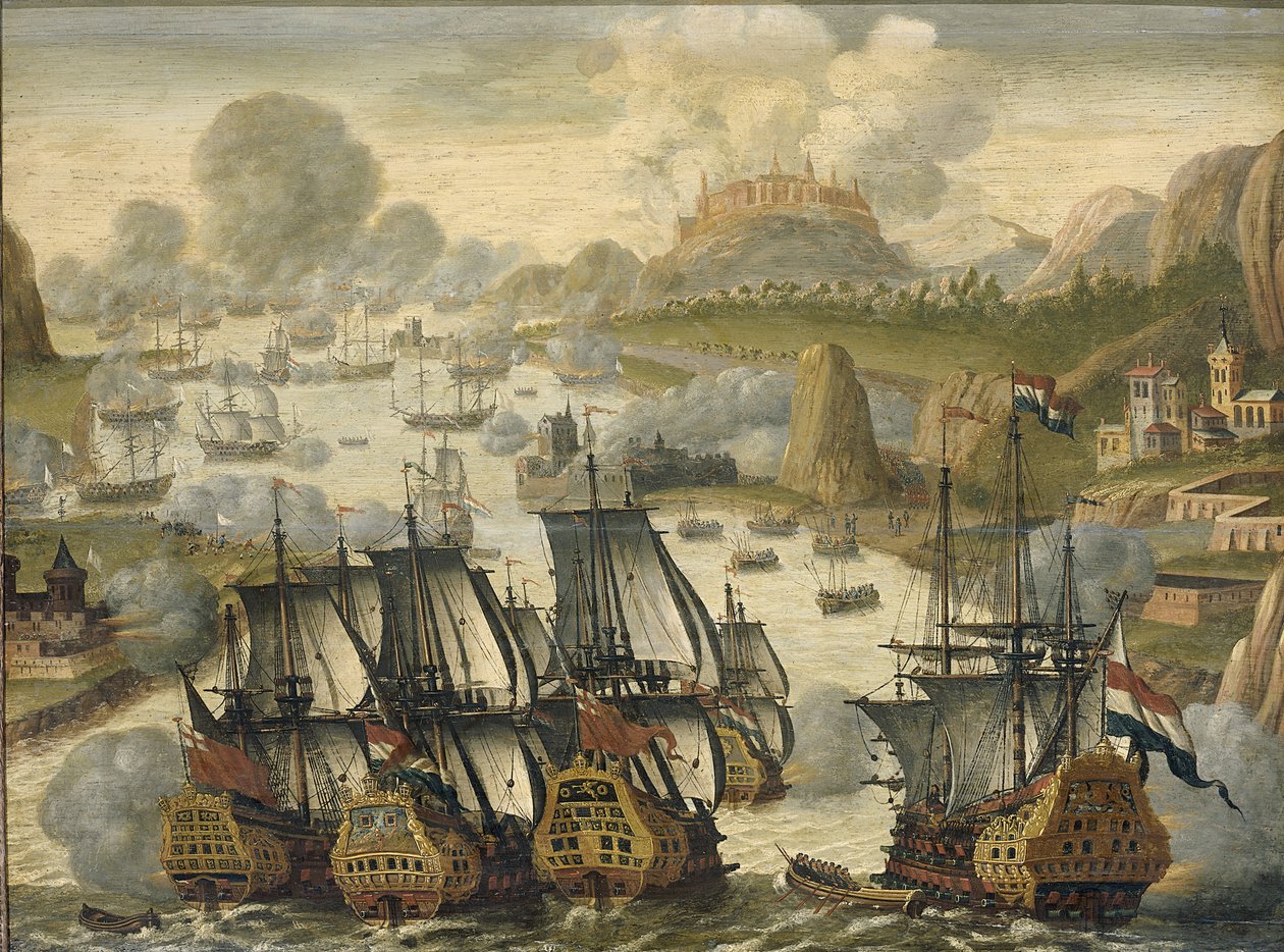 Vigo Körfezi Deniz Savaşı, 23 Ekim 1702, yaklaşık 1705 by Netherlandish Master