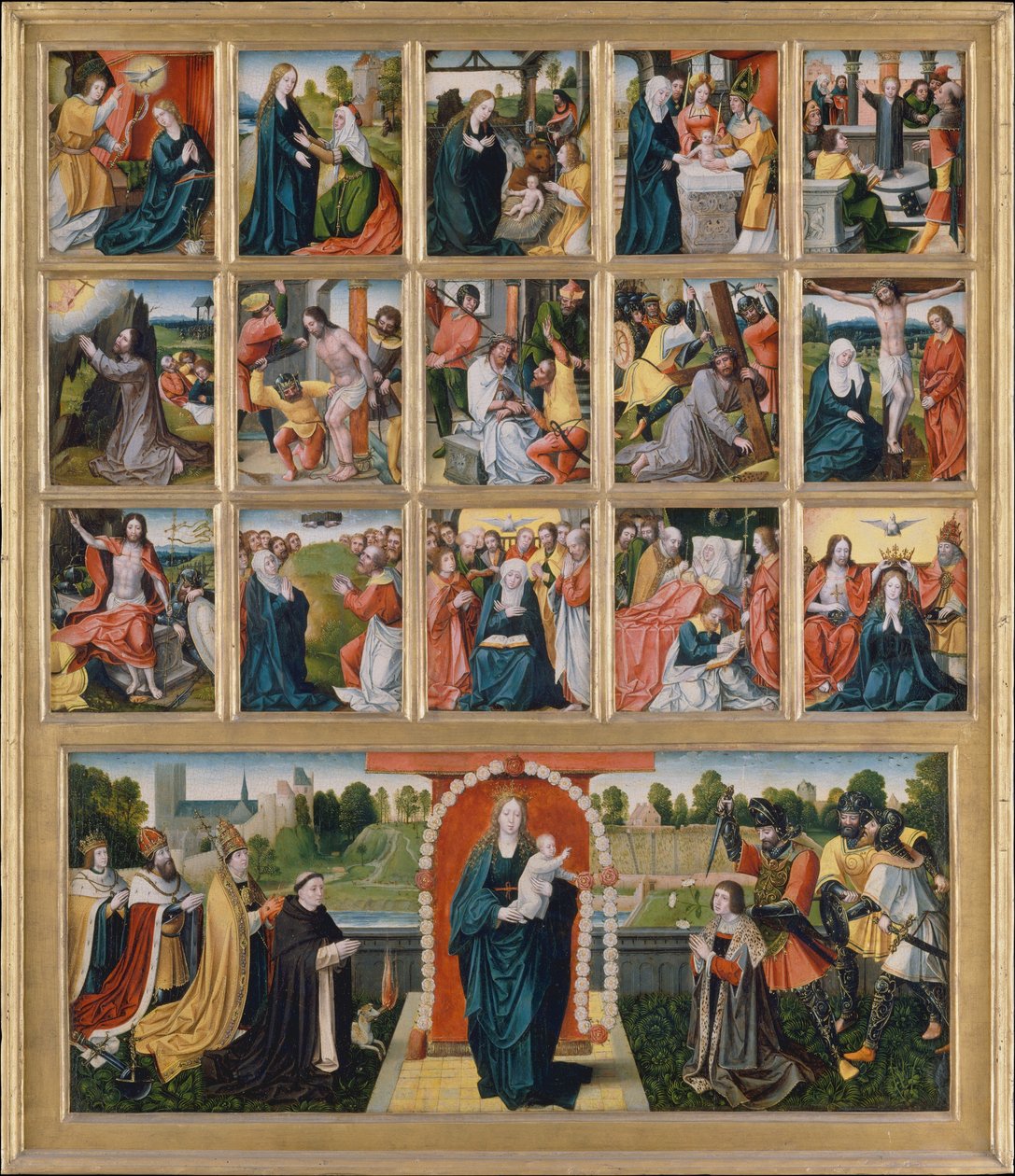 On Beş Gizem ve Tespih Bakiresi. by Netherlandish Painter