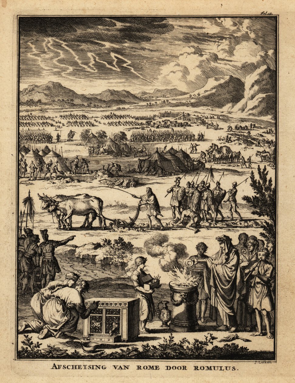 Romalı bir rahip, kilisenin inşasında tanrılara bir kurban sunar. by Netherlandish School