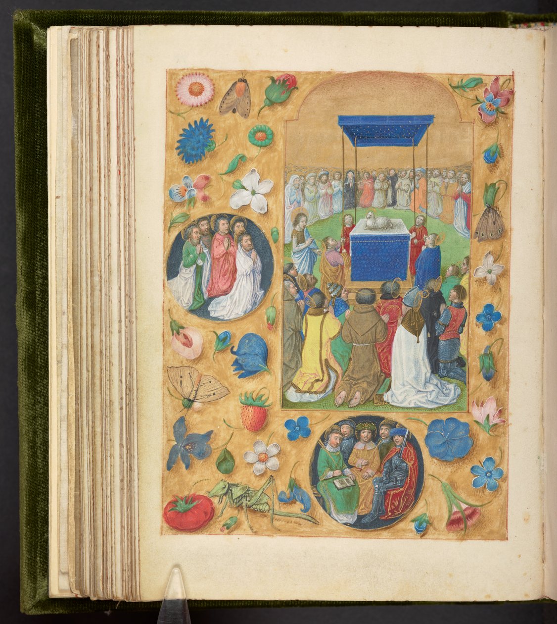 Ekle. 17280, f.77v, The Adoration of the Mystic Lamb, the Hours from the Fair Philip the Fair, c.1495 (parşömen) by Netherlandish School