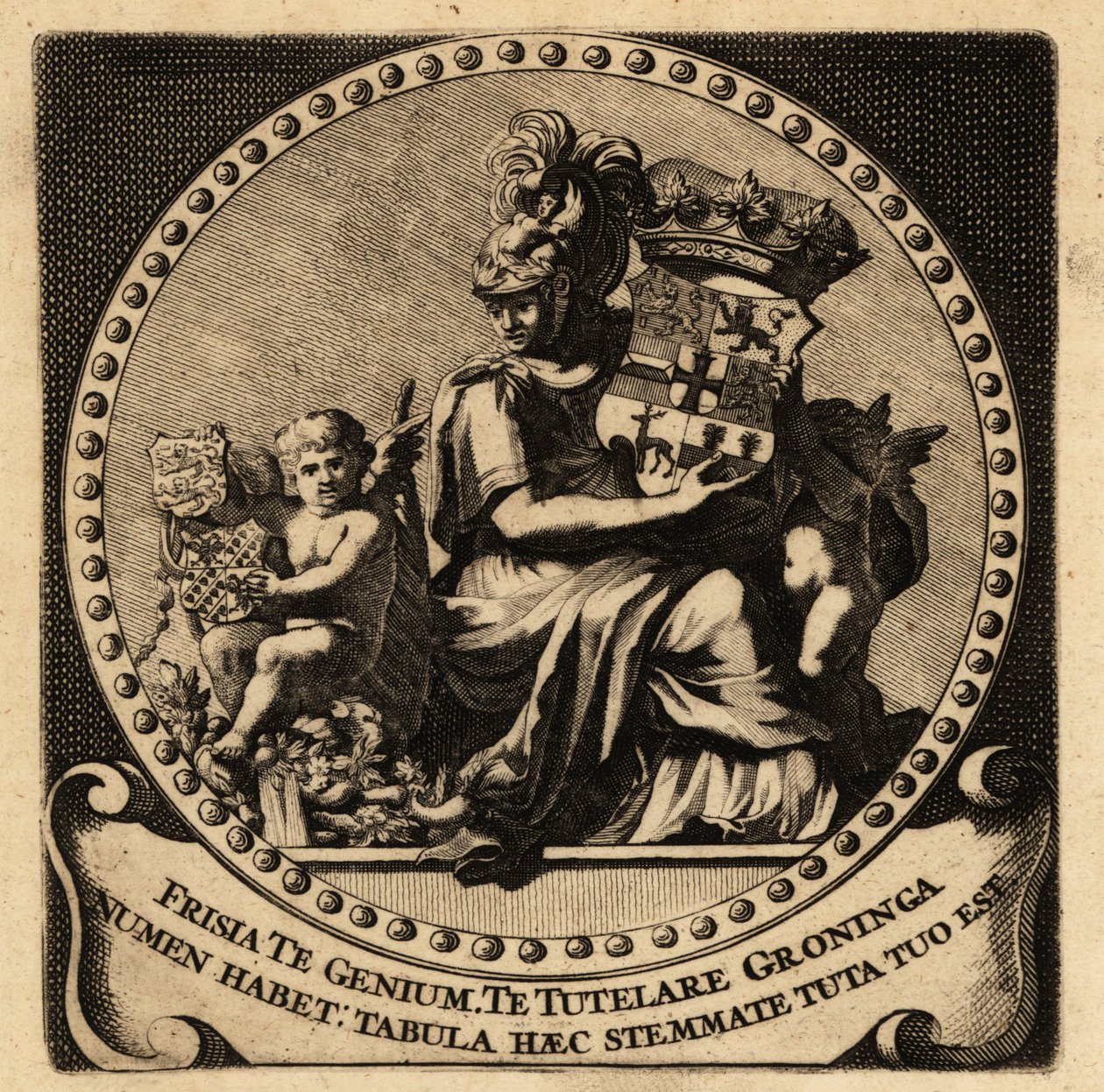 arması ile Friesland ve Groningen alegorik figürü by Netherlandish School