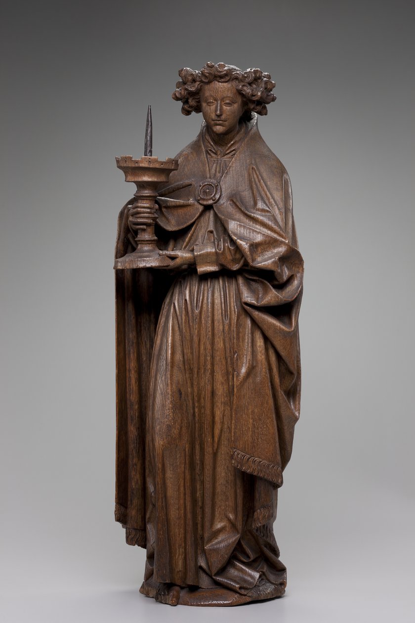 Melek tutan şamdan, c.1480-1500 (meşe) by Netherlandish School
