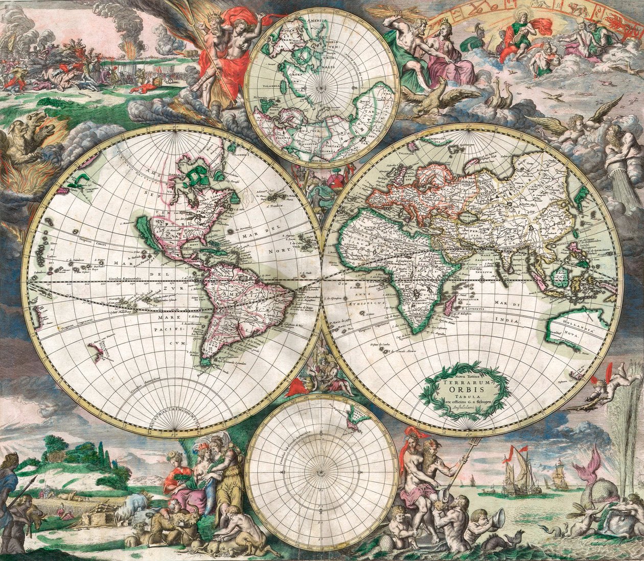 Antik Hollanda Dünya Haritası by Netherlandish School