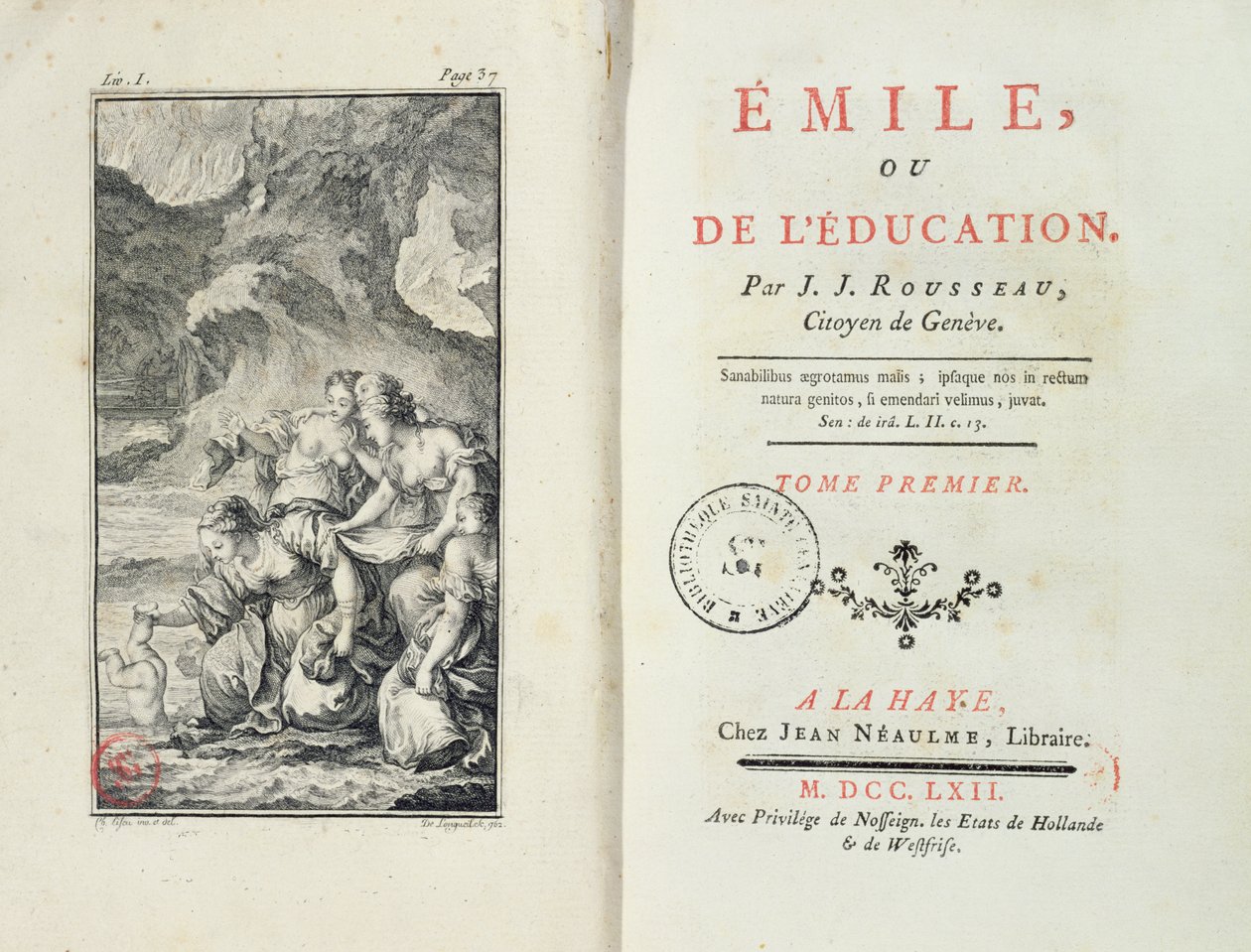 Jean-Jacques Rousseau tarafından Emile için ön eser, 1762 by Netherlandish School