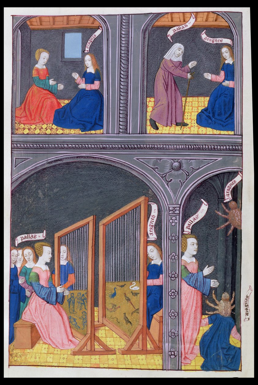 Ms 324 f.62 v. Arachne, Pallas