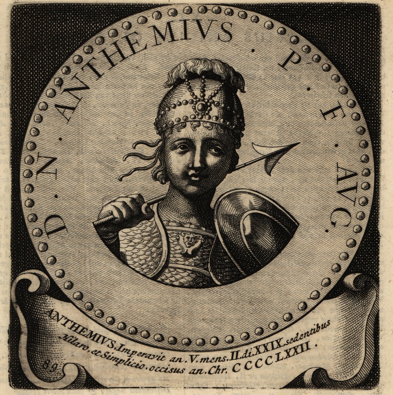 Roma İmparatoru Anthemius'un portresi. by Netherlandish School