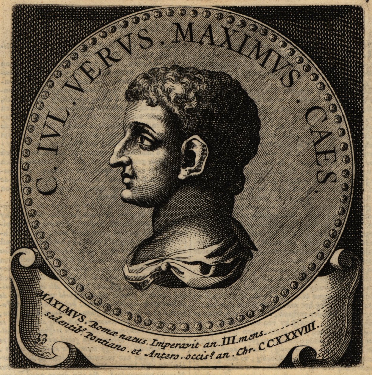 Roma İmparatoru Gaius Julius Verus Maximus'un portresi. by Netherlandish School