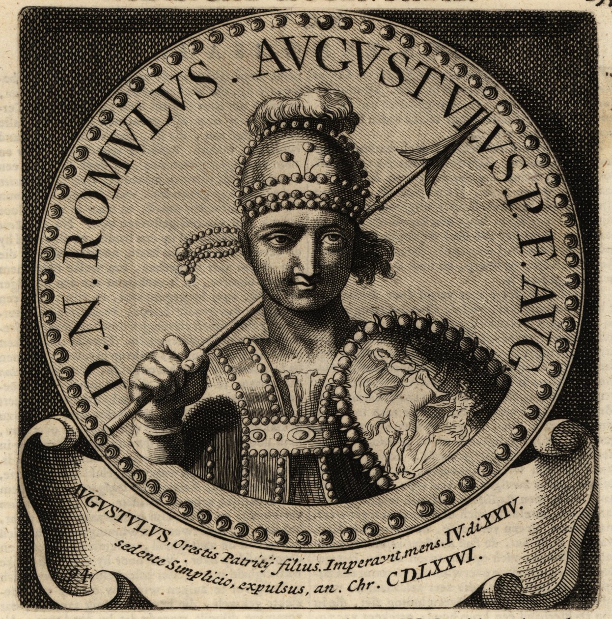 Roma İmparatoru Romulus Augustulus'un portresi. by Netherlandish School