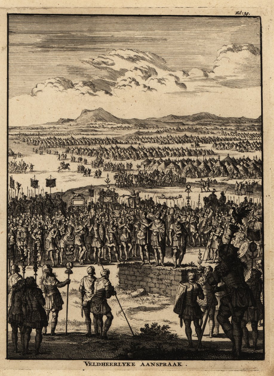Romalı centurionlar ve lejyonerler bir konuşmayı dinlerler. by Netherlandish School