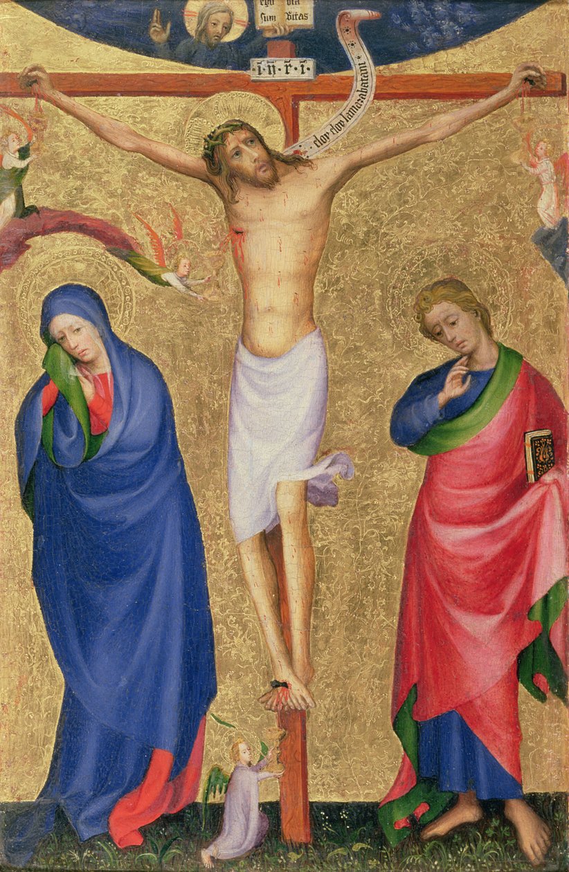 Çarmıha Gerilme, katlanır bir mihraptan, c.1400 (panelde tempera ve altın varak) by Netherlandish School