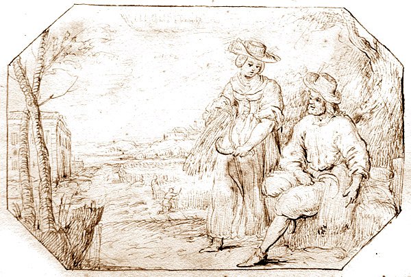 The Four Seasons: Summer - Reaping, 1675 dolayları (kağıt üzerine kalem ve sepya mürekkebi) by Netherlandish School