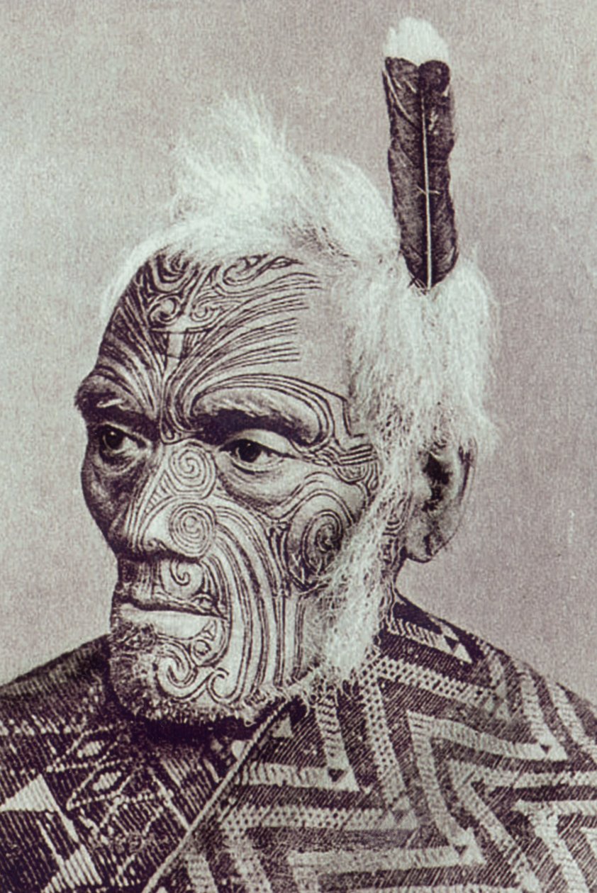 Moko yüzü olan Maori savaşçısı by New Zealander Photographer