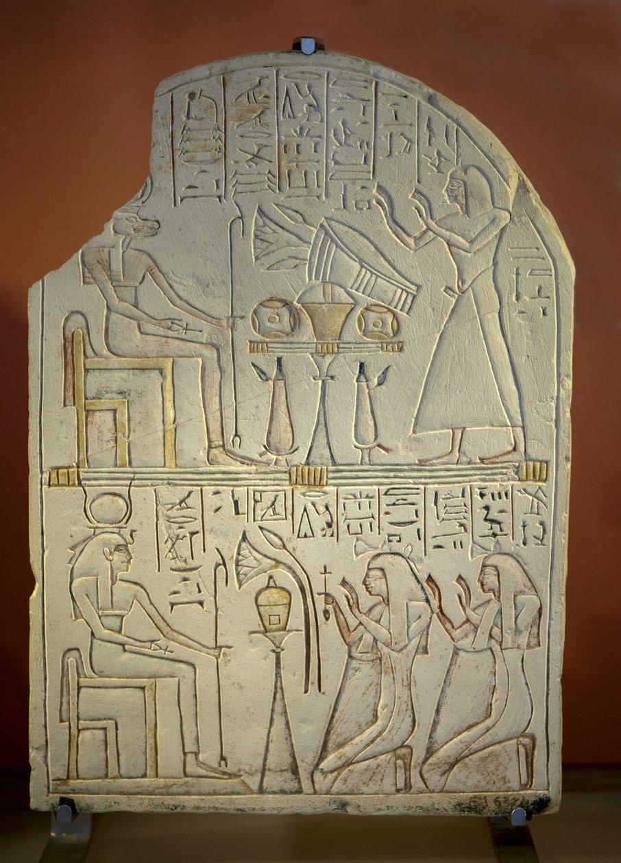 Sanat Mısır Stele de Penboui a Toueris ve Isis Hathor (boyalı kireçtaşı, yeni imparatorluk by New Kingdom Egyptian
