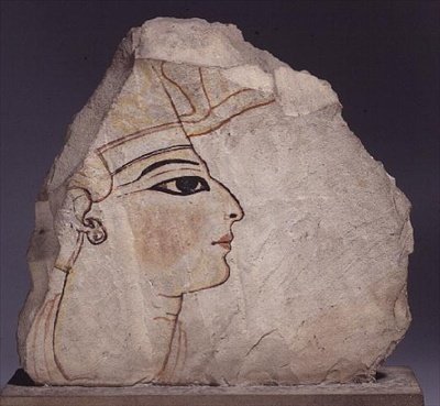 Bir kral profiline sahip Ostracon (kireçtaşı) by New Kingdom Egyptian