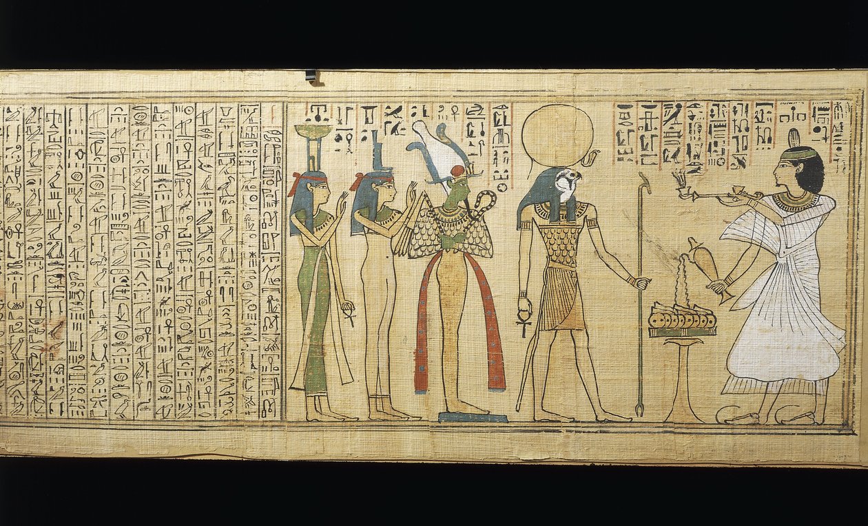 Khonsumes Papirüsü, Ölüler Kitabı Osiris, Isis ve Nephthys'e adaklar sunan merhum, Üçüncü Ara Dönem by New Kingdom Egyptian