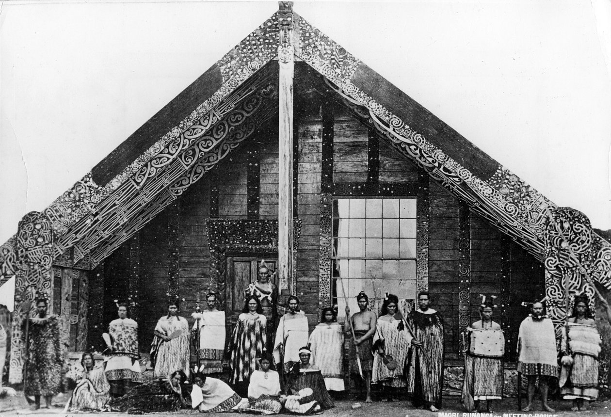 Maori Runanga veya Toplantı Evi, c.1863-80 by New Zealand Photographer