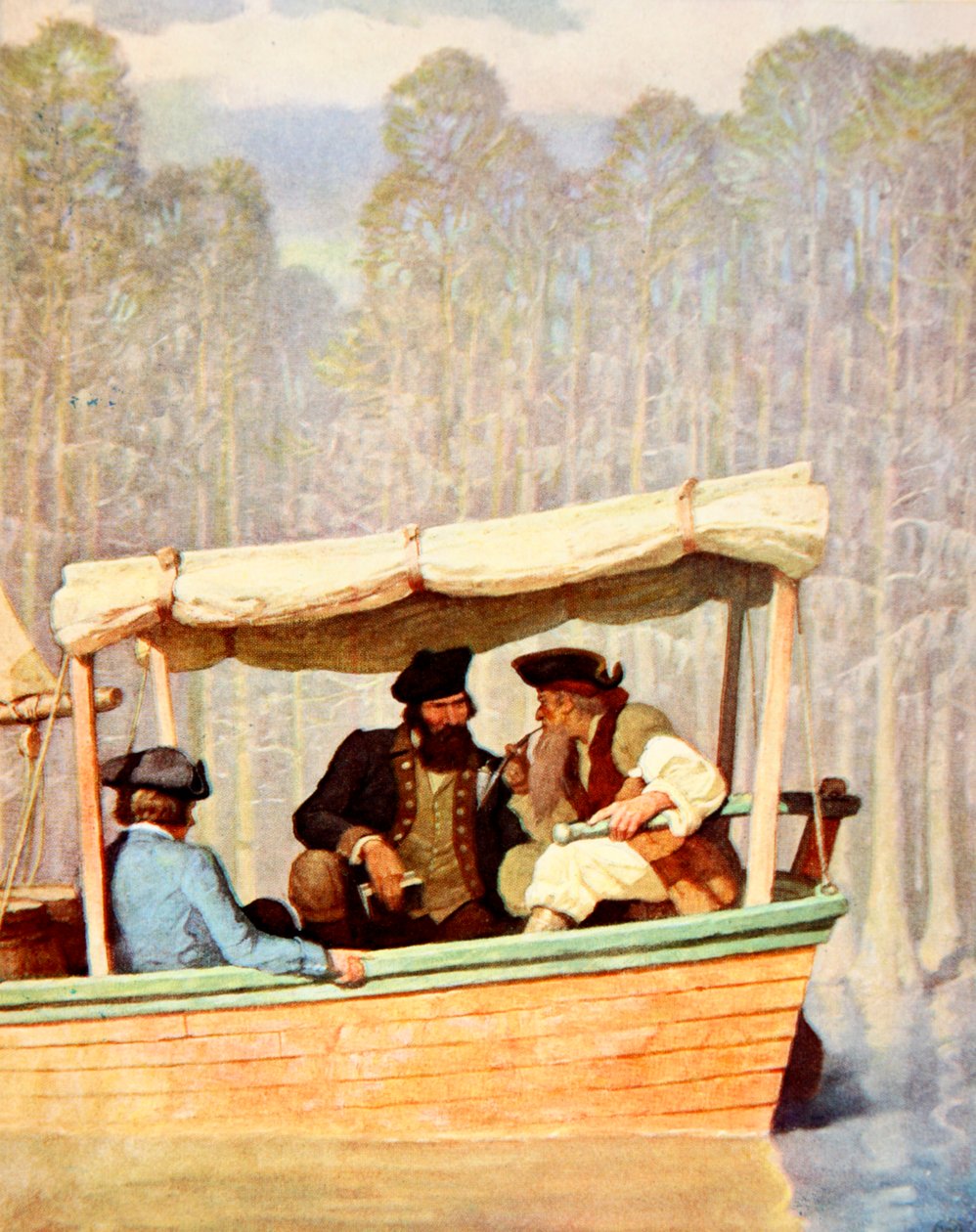 Bir kesicide bir toplantıda Kaptan Flood (renkli taş) by Newell Convers (after) Wyeth