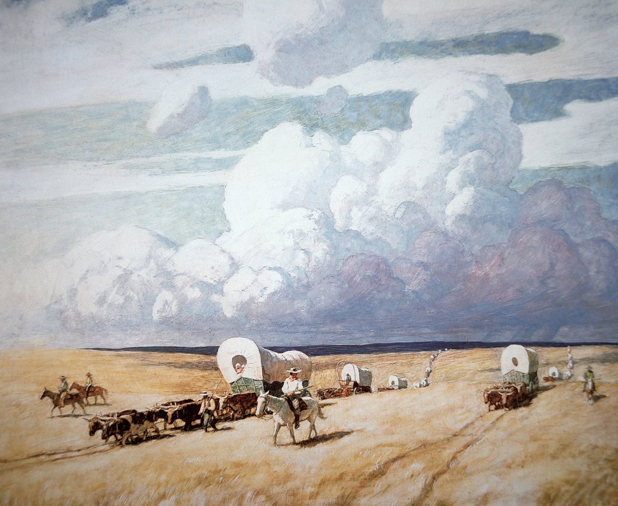Batıya giden üstü kapalı vagonlar (tuval üzerine yağlı boya) by Newell Convers Wyeth