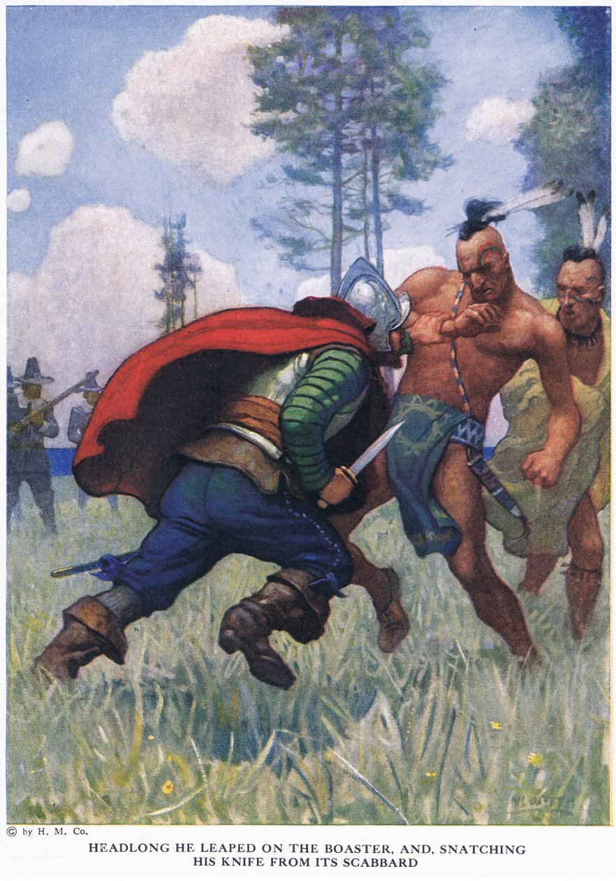 Böbürlenenin üstüne atladı ve kınından bıçağını kaptı. by Newell Convers Wyeth