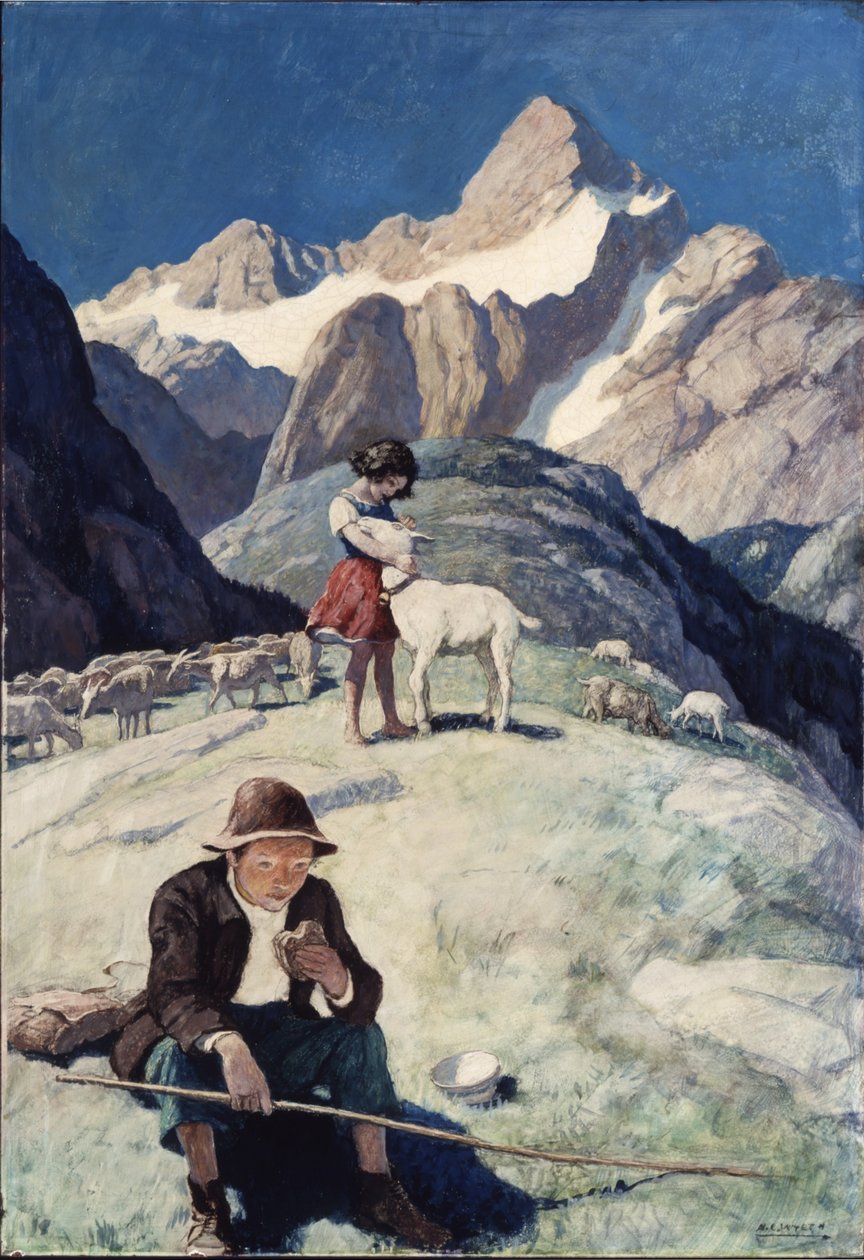 Heidi, 1940 (Rönesans panelinde yağlı boya) by Newell Convers Wyeth