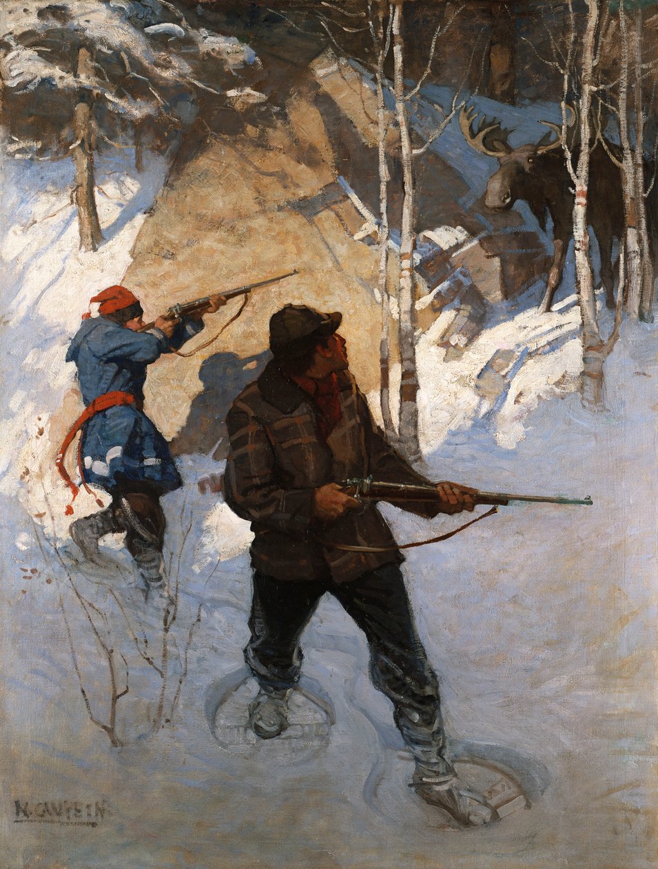 Geyik Avı (tuval üzerine yağlı boya) by Newell Convers Wyeth