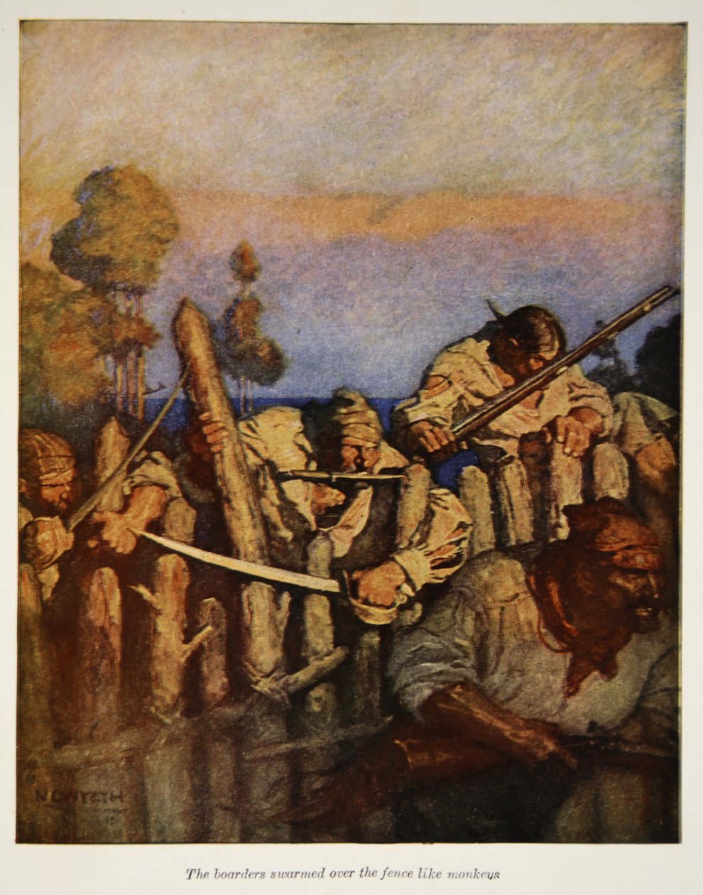 Yatılılar çitin üzerinden maymunlar gibi toplandılar, Robert Louis Stevenson
