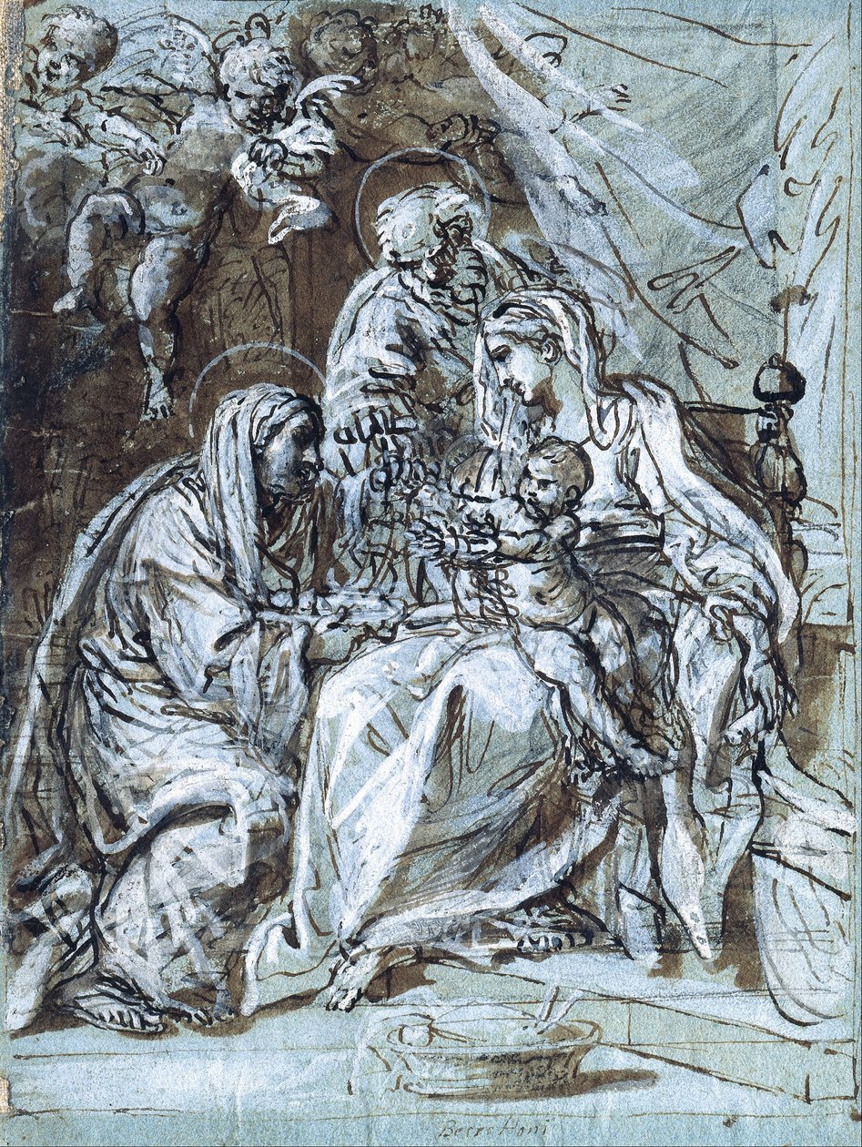 Kutsal Aile ve Aziz Ann, Bir Mezmur Okumak by Niccolò Berrettoni