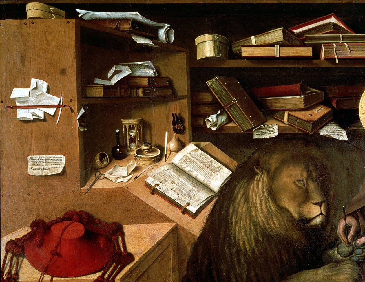 Aziz Jerome Aslan Pençesinden Bir Dikeni Çıkarma, c.1445 (178985 detayı) by Niccolo Antonio Colantonio