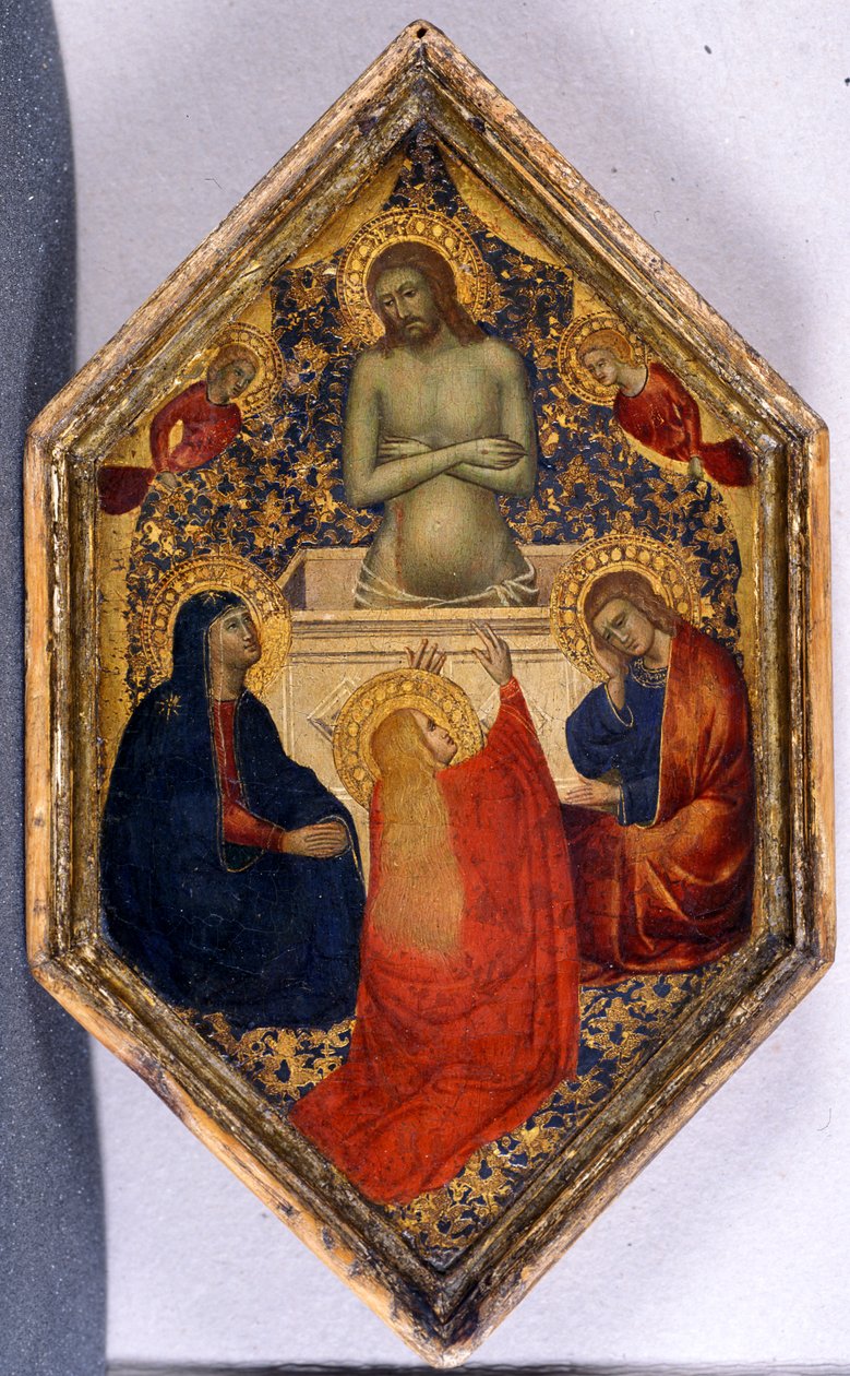 Mary, John ve Mary Magdalene ile Kederlerin Adamı olarak Mesih (ahşapta tempera) by Niccolò Pietro di Gerini