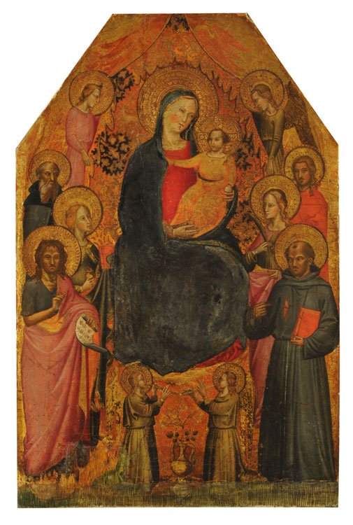 Azizler ve meleklerle çevrili Madonna ve Çocuk by Niccolo di Tommaso