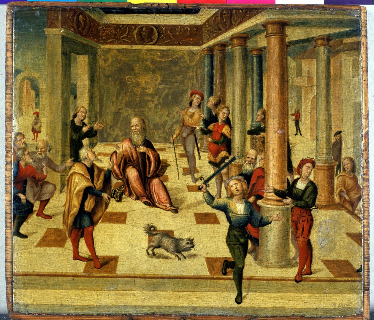 Roma tarihinden bir sahne (ahşap üzerine tempera) by Niccolo the Younger Giolfino