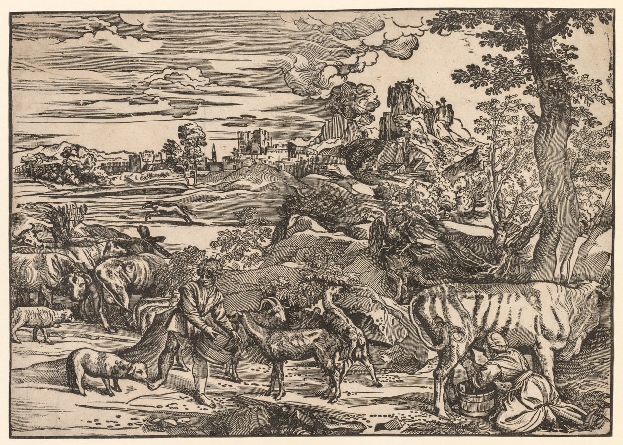 Sütçü Kızla Manzara by Niccolo Boldrini