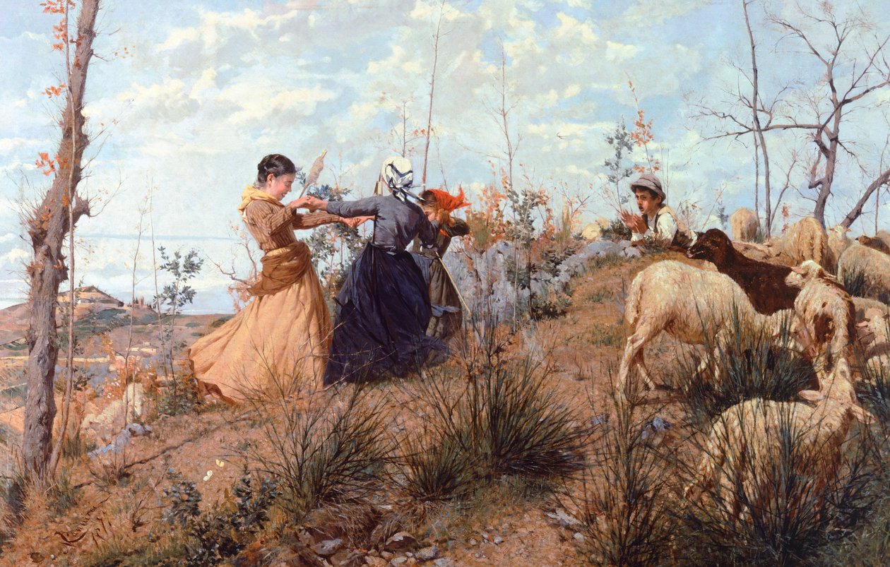 Niccolo Cannicci'nin (1846-1906) "Gül Çemberi" adlı eseri. by Niccolo Cannicci