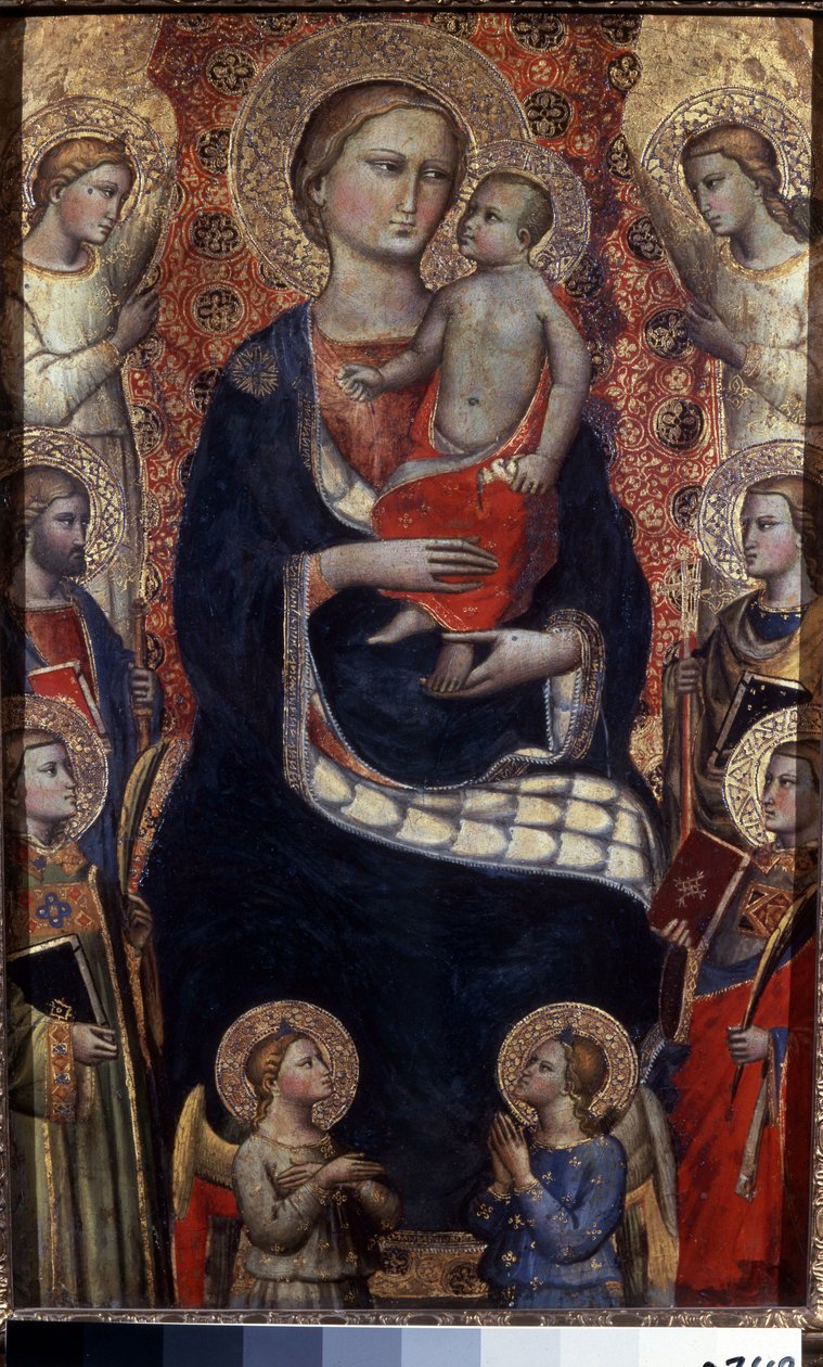 Azizler ve Melekler ile Madonna ve Çocuk. Çocuk, Azizler ve Melekler ile Madonna. Niccolo di Pietro Gerini