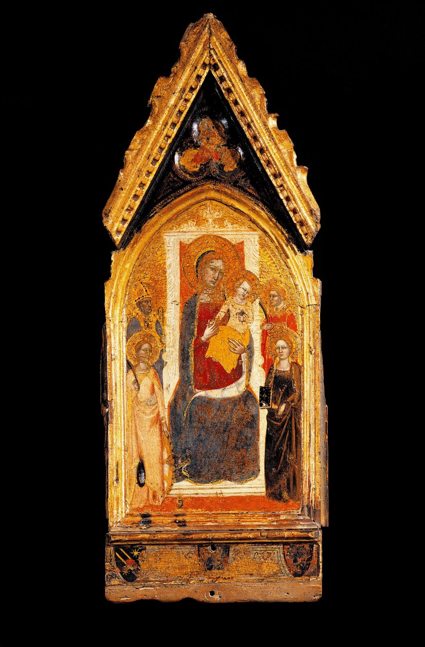 Bakire ve Çocuk ve Azizler Ahşap Tablosu Niccolo di Tommaso (1343 ve 1367 arasında bilinir) 14. yüzyıl Assisi, Museo del Tesoro della Basilica di San Francesco by Niccolo di Tommaso