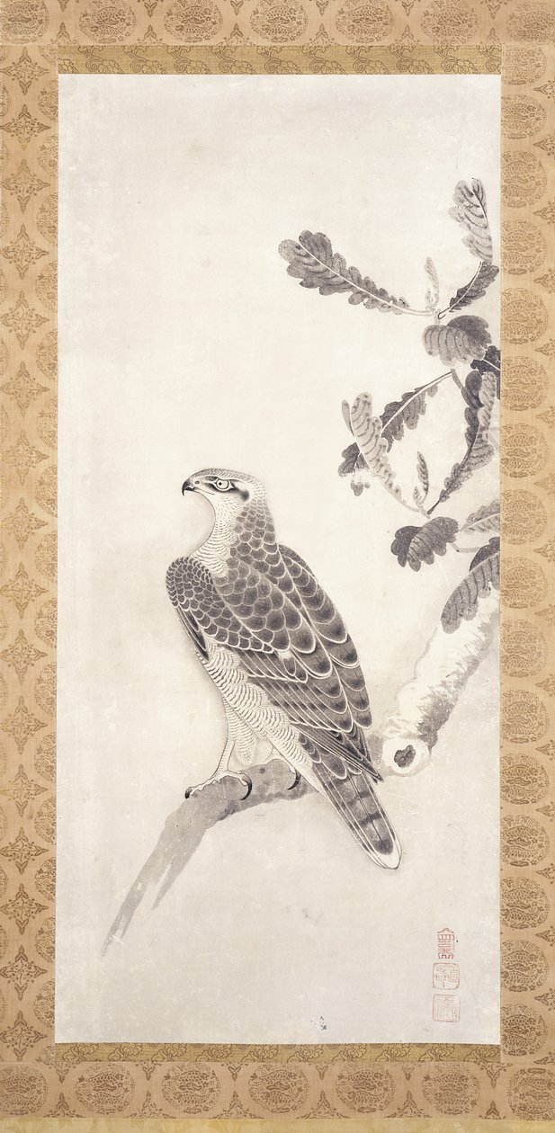 Dala Tünemiş Şahin (kağıt üzerine mürekkep) by Nichokuan Soga