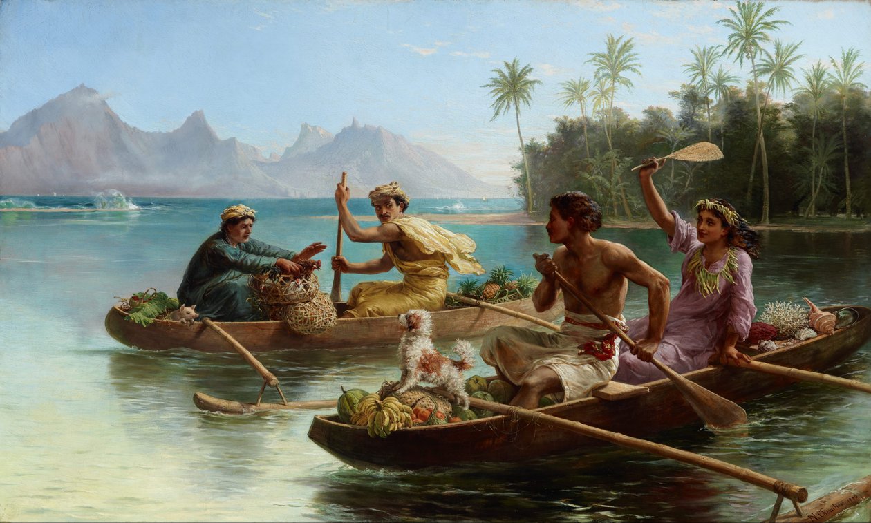 Pazara yarış, Tahiti by Nicholas Chevalier