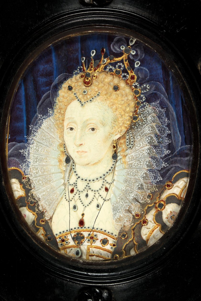 Kraliçe I. Elizabeth, c.1590 (parşömen üzerine wc) by Nicholas Hilliard