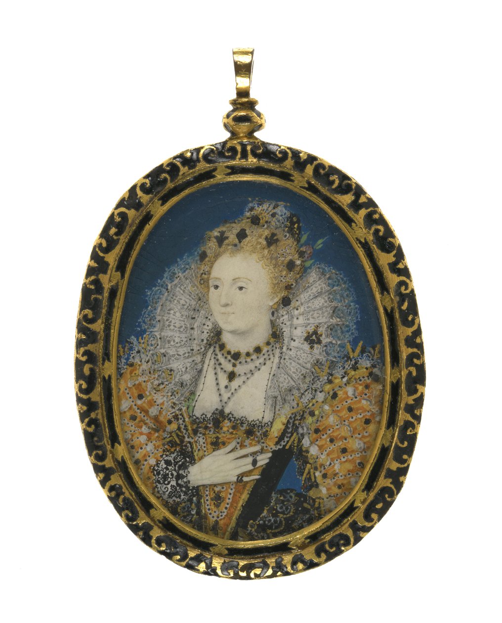Kraliçe I. Elizabeth, c.1595-1600 (kart üzerinde parşömen üzerine guaj boya) by Nicholas Hilliard