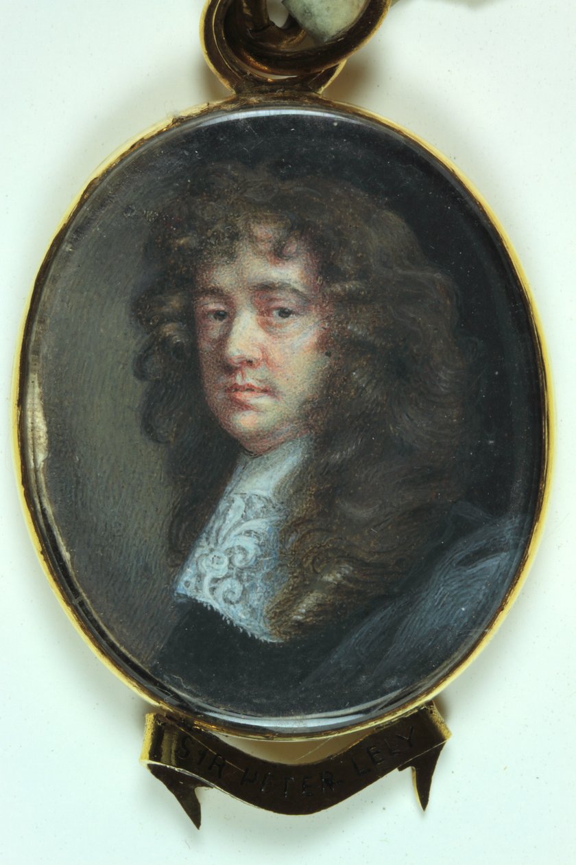 Sir Peter Lely (fildişi üzerine sulu boya) by Nicholas (attr.to) Dixon
