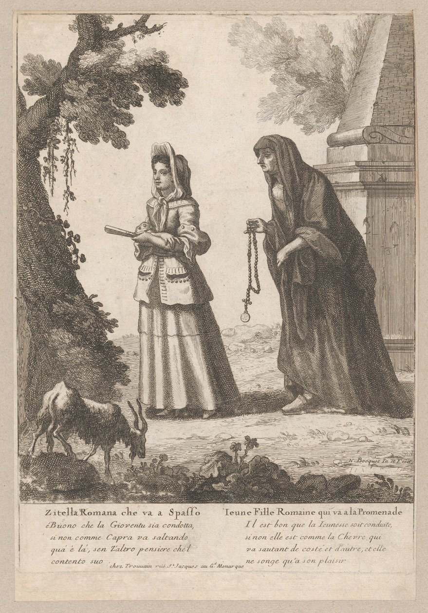 Yürüyüşe Çıkan Genç Roman Kız, 1648-1700., 1648-1700. by Nicholas Boucquet