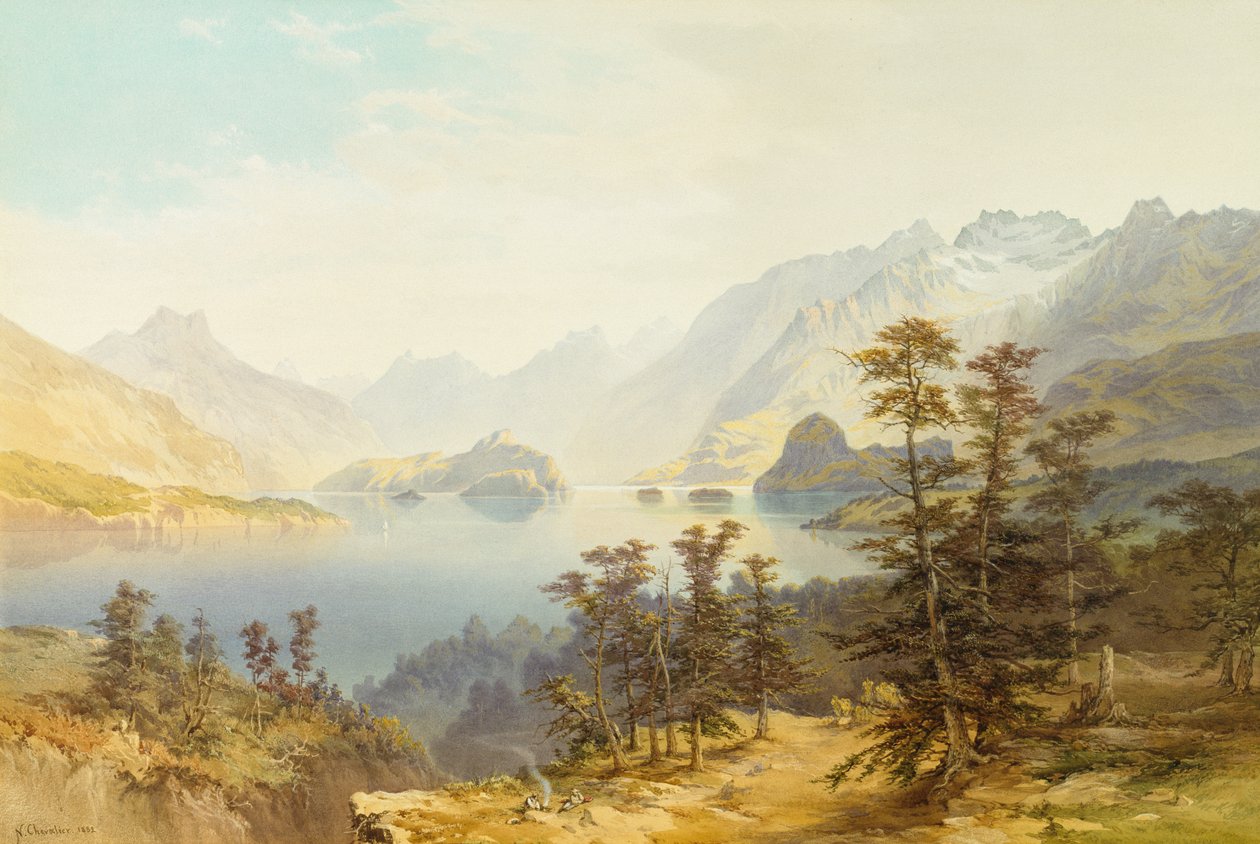 Manapouri Gölü, Güney Adası, Yeni Zelanda by Nicholas Chevalier
