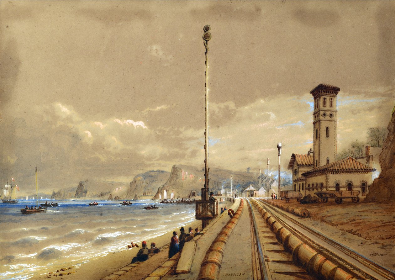 Dawlish'te Atmosferik Demiryolu, 1850 dolayları (kağıt üzerine suluboya) by Nicholas Condy